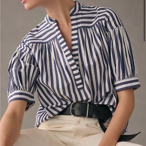 Anthropologie Darcey Stripe Popover Swing Top